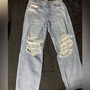 Aeropostale Blue Distressed Straight Leg Jeans